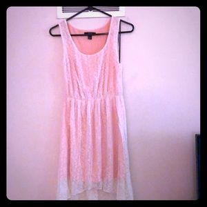 Coral and cream laced high low dress